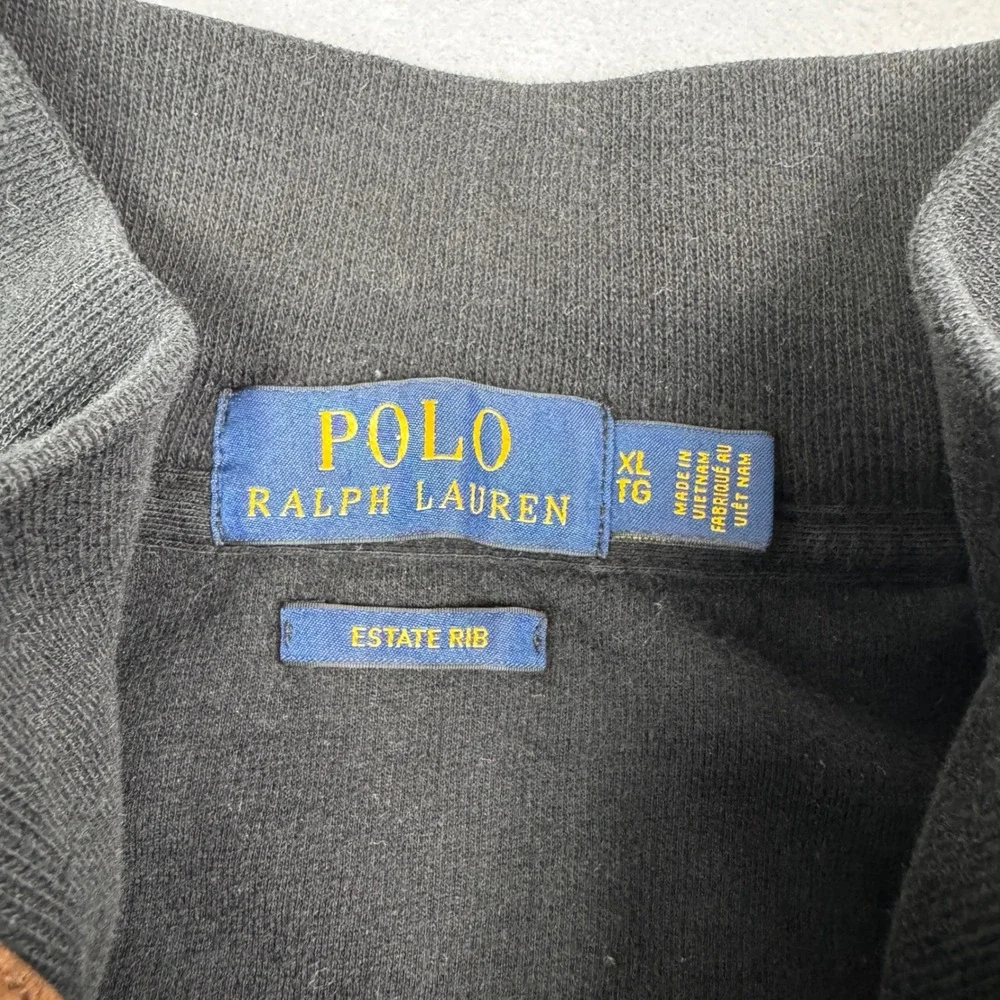 Polo Ralph Lauren Mens XL Estate Rib Quarter Zip Pullover Black Cotton Sweater
